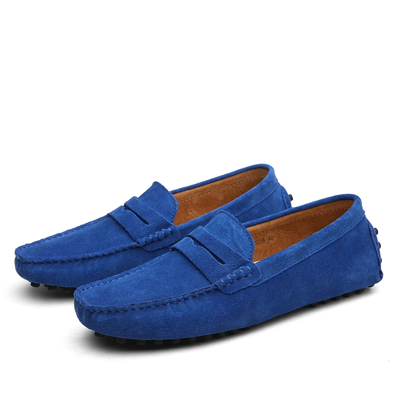 High Quality Suede Men Casual Shoes Non-slip Mens Driving Shoes Slip on Flats Loafers Leather Shoes 10 Colors Size 38-49