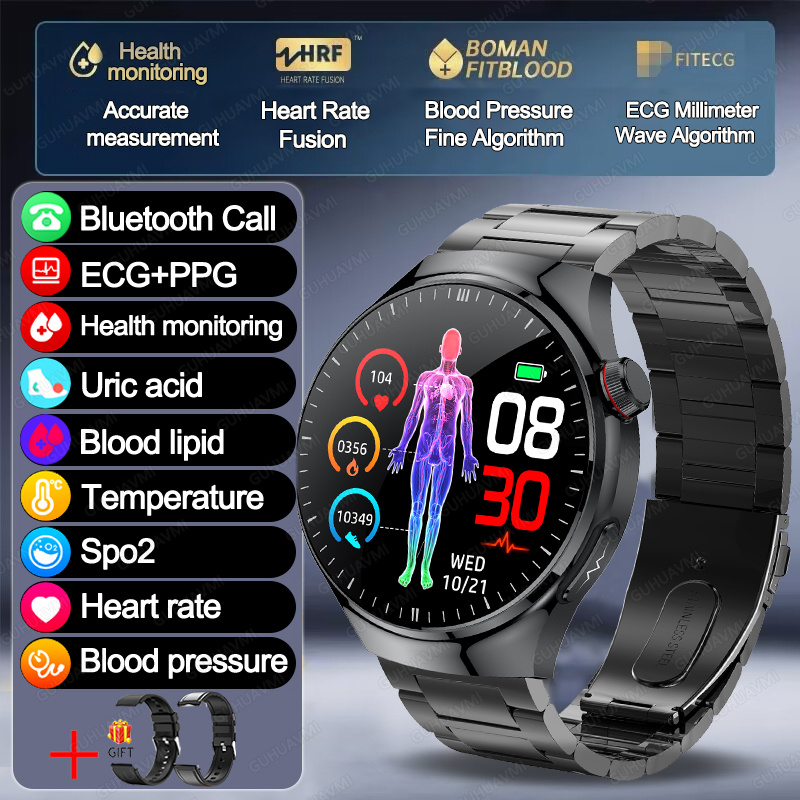 2025 New GT5 Pro Micro examination Health SmartWatch Sapphire AMOLED Screen ECG+PPG Blood fat Uric acid Organ monitor smartwatch