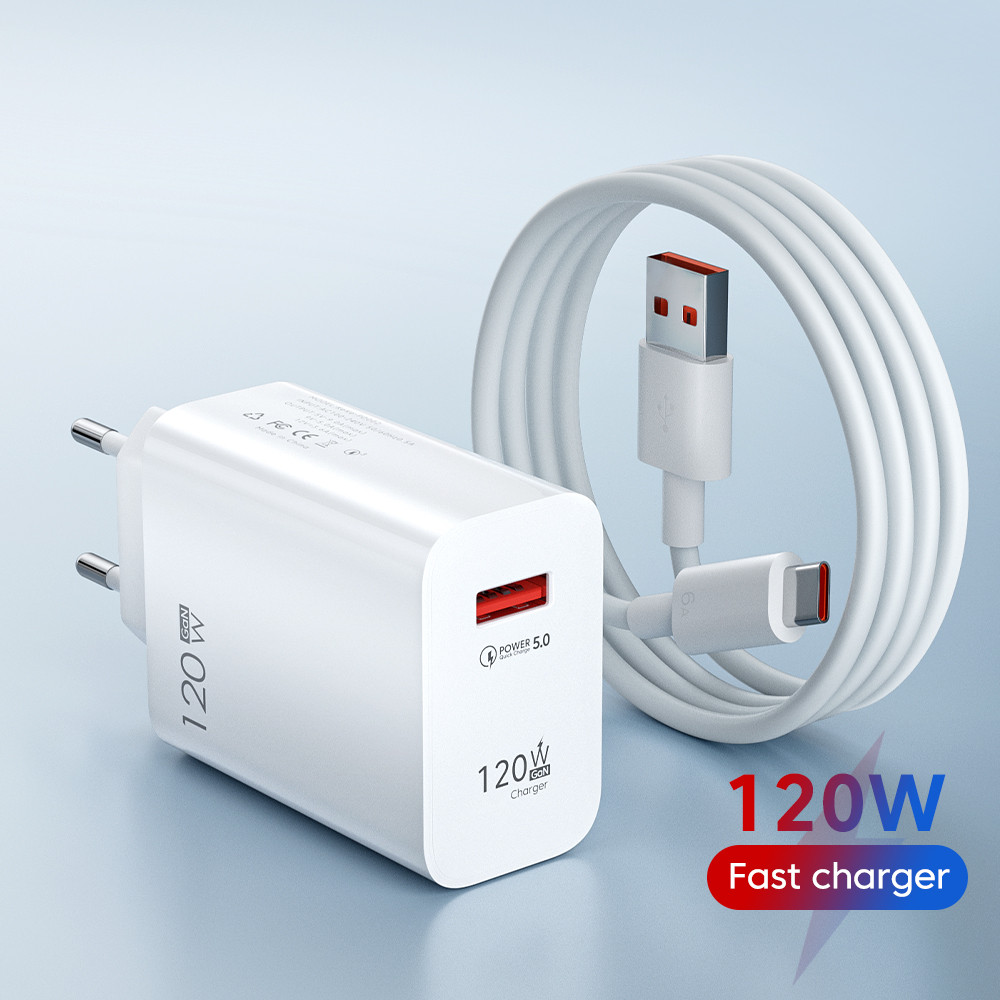 120W USB Charger Fast Charging QC3.0 USB C Cable Type C Cable Mobile Phone Chargers For iPhone Huawei Xiaomi Quick Charge