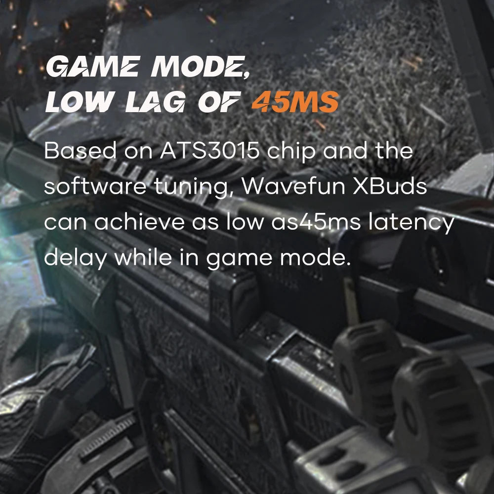 Wavefun XBuds Wireless Earphones with Ear Hook IPX7 Waterproof Super Bass Sports Headphones Music Gaming Mode with Mic