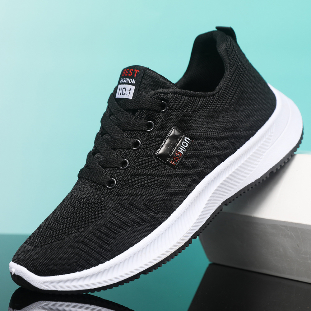Men's woven mesh sports single shoes with comfortable, breathable and trendy casual running shoes