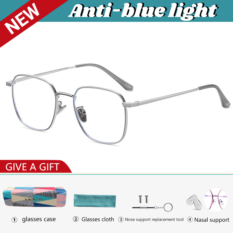 VICKY Simple Classic Geometric Frame Square Design Men's and Women's Anti-Blue Light Glasses Customizable Prescription 18322