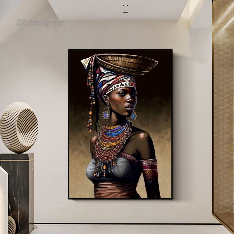 Beautiful African American Woman Canvas Psoters and Prints Sunshine Smiling Girl Pictures Portrait Wall Art Picture Home Decor