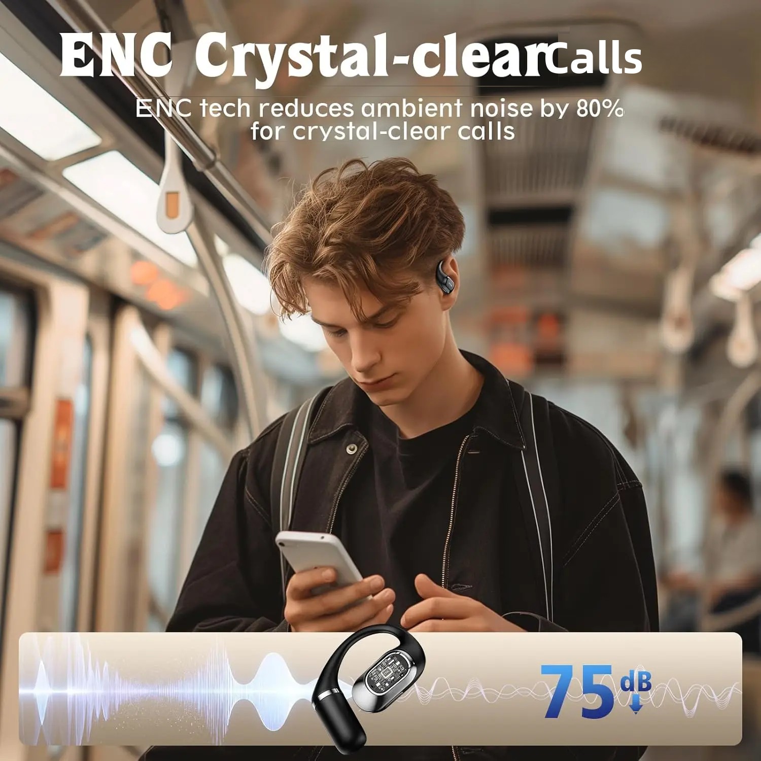 Ohayo Open-Ear Earphones Ear Hooks Wireless Bluetooth 5.4 Headphones IPX6 Waterproof Air conduction Sports Earbuds TWS with Mic