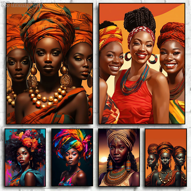 Beautiful African American Woman Canvas Psoters and Prints Sunshine Smiling Girl Pictures Portrait Wall Art Picture Home Decor