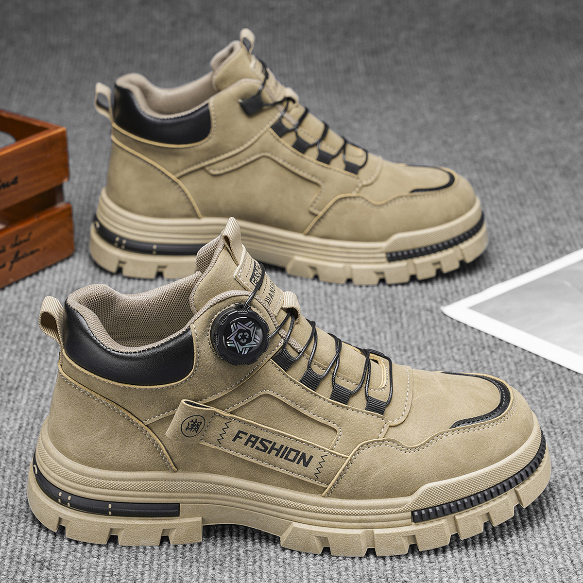 Low-Top Men's Platform Sports Outdoor Traditional Footwear - Lace-Up Stylish Trendy Street Hiking Skate Shoes