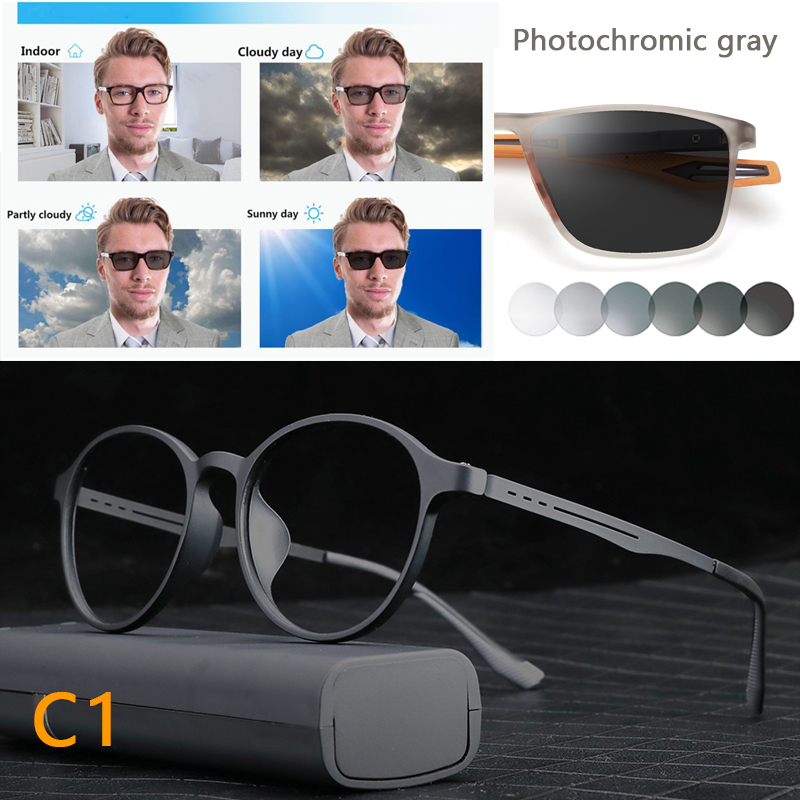 Ultralight Titanium Retro Round Anti Blue Light Photochromic Reading Glasses For Men Computer Presbyopic Eyeglasses Women
