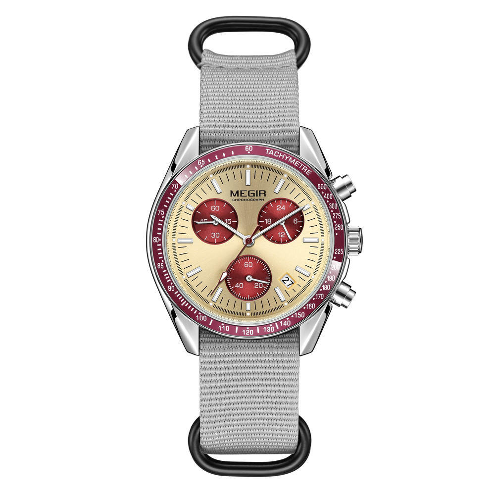 MEGIR Quartz Chronograph Watches Men Waterproof Sport Wristwatch Men's with Fashion Nylon Strap Luminous Pointers Date Male Gift