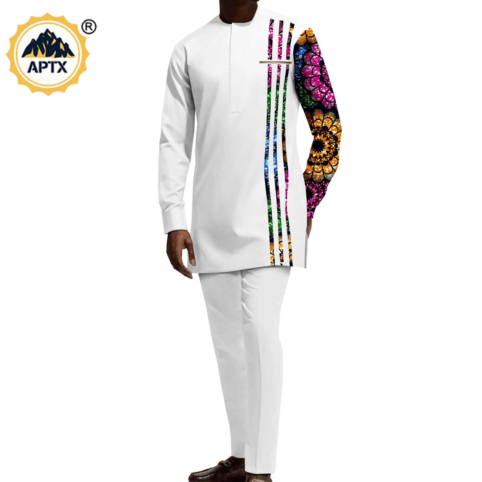 Matching Couple Outfits Men Shirts and Pants Sets Dashiki African Dresses for Women Top and Split Skirts for Wedding Y23C006