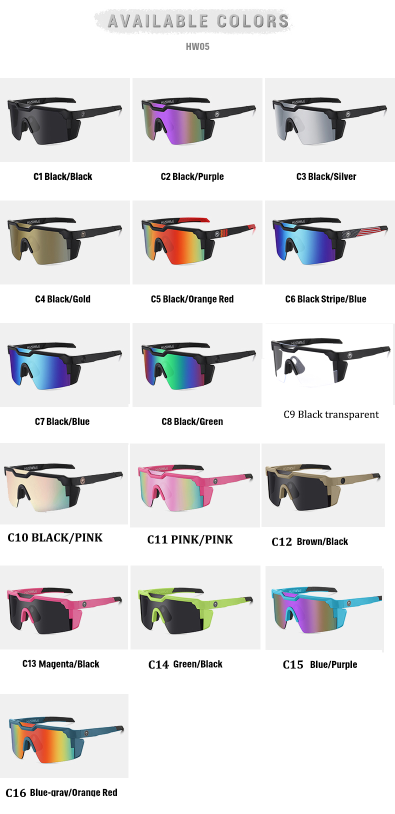 NEW High quality luxury Heat Wave brand sunglasses square Conjoined lens cycling Women men sun glasses UV400
