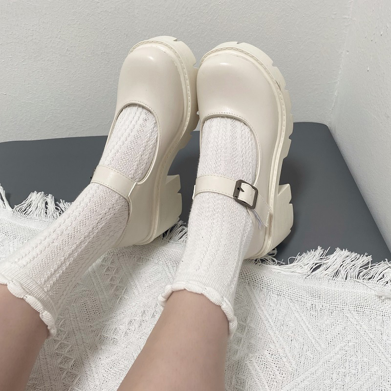 White Mary Jane Lolita Shoes Japanese Students JK Female High Heel Uniform College Girl Shoes Platform Shoe Ladies Vintage Pumps