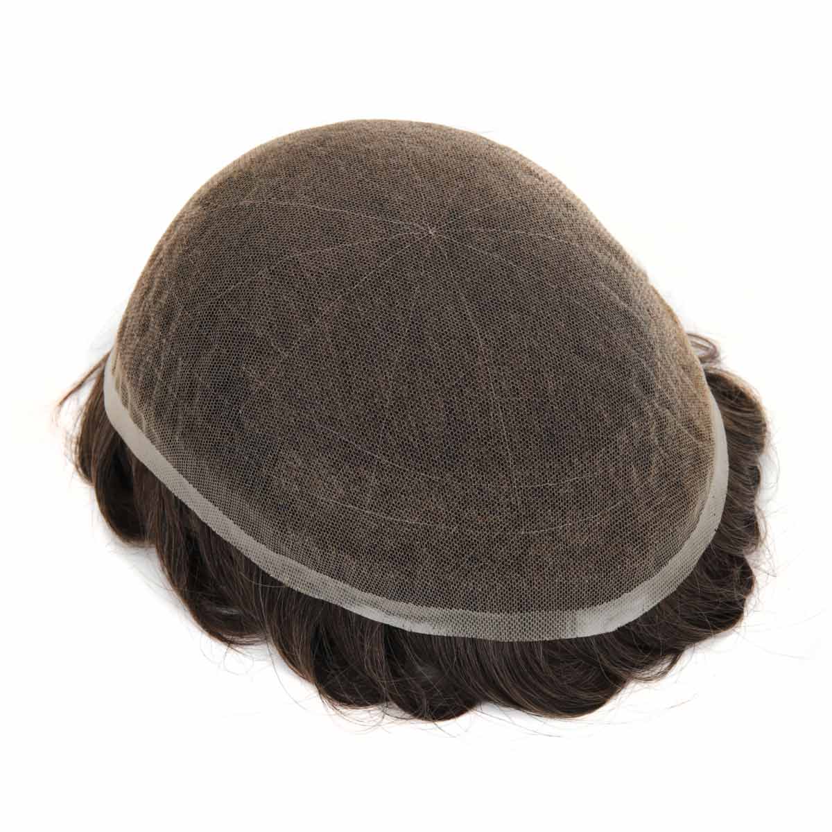 Topunique Full Swiss Lace 90% Light to Medium Light Men Toupee Capillary Prothesis Hair Piece For Men Hair Replacement System