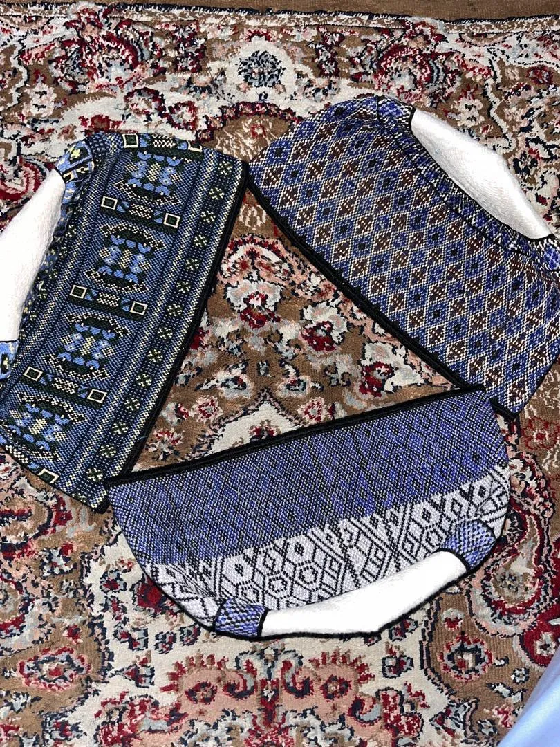 Handwoven Tribal Pattern Cap - Blue & White
