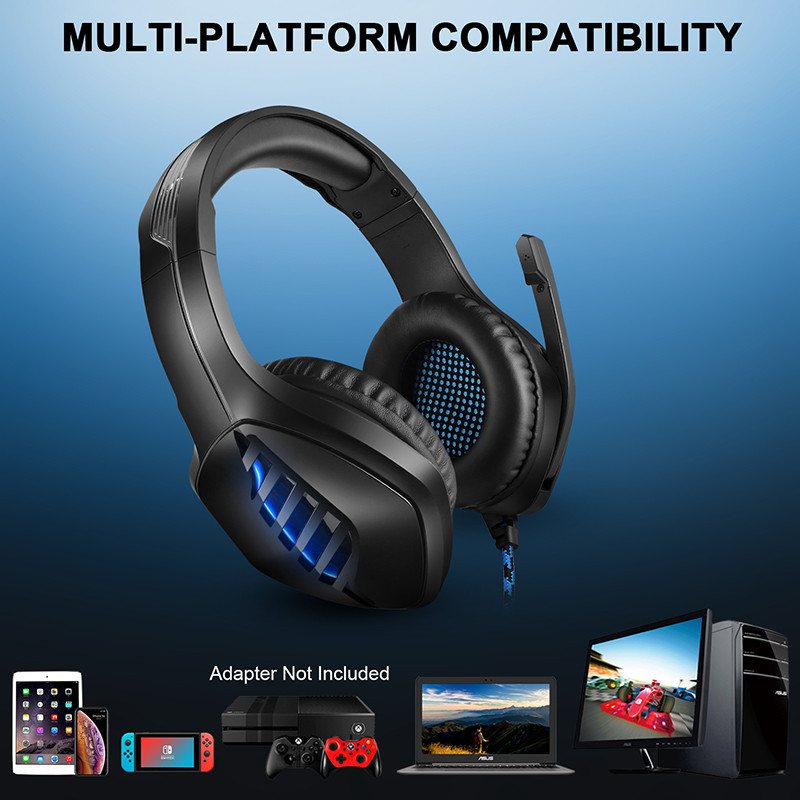 Professional Led Light Wired Gaming Headphones Bass Stereo Gaming With Microphone For Computer PS4 PS5 Xbox Metal Headset