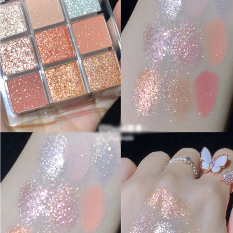 9 Colors Matte Eyeshadow Palette Pearlescent Rose Pink Shimmer Glitter Makeup Earth Color Eyeshadow Shiny Eye Pigments Cosmetics