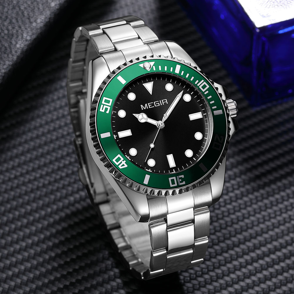 MEGIR Business Watch for Men with Quartz Movement Date Calendar Minimalist Stainless Steel Strap Wristwatch with Luminous Hands