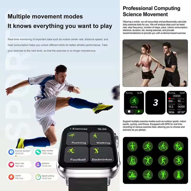 Smart Watch Watch Global Version Men Women HD AMOLED Display Heart Rate Bluetooth Call GPS Track Waterproof Sports Smart Watches