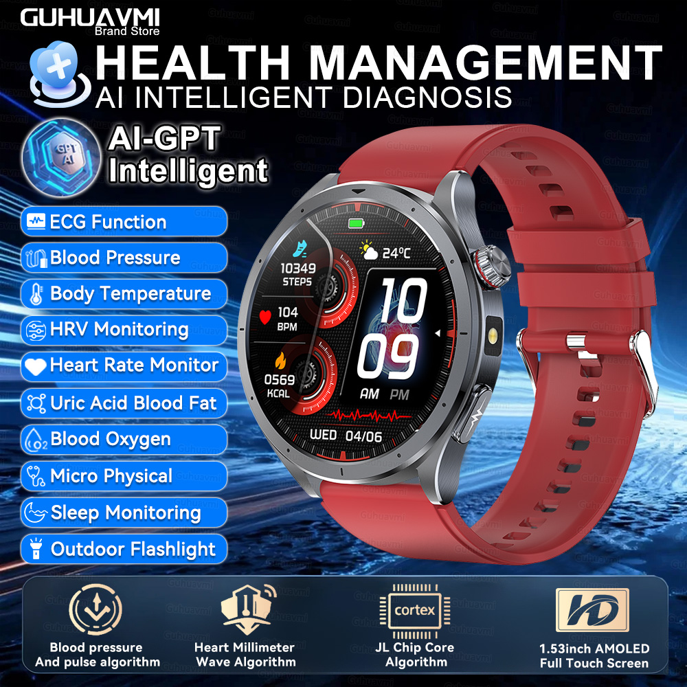 2025 New AI Health Care Accurate detection ECG+PPG SmartWatch Blood Pressure lipids Uric Acid Analysis ChatGPT Health Smartwatch