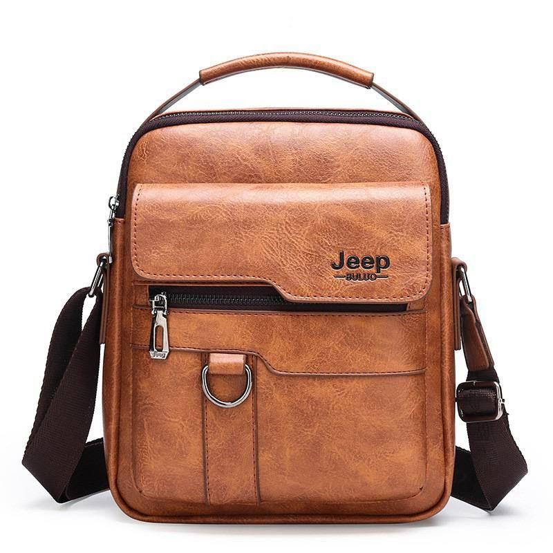 Jeep Suluu Men's Brown Leather Crossbody Bag