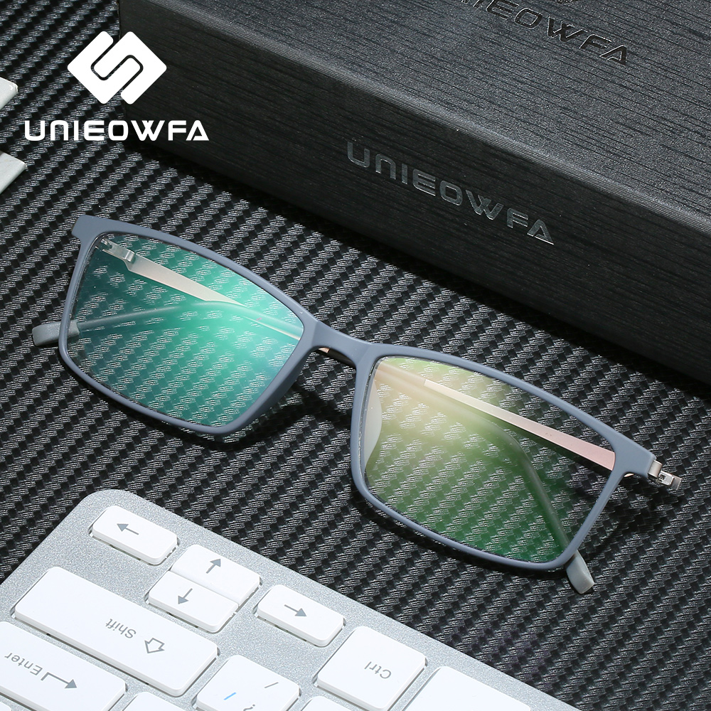 UNIEOWFA Optical Prescription Glasses Men Korean Hyperopia Myopia Glasses TR90 Anti Blue Light Photochromic Glasses Progressive