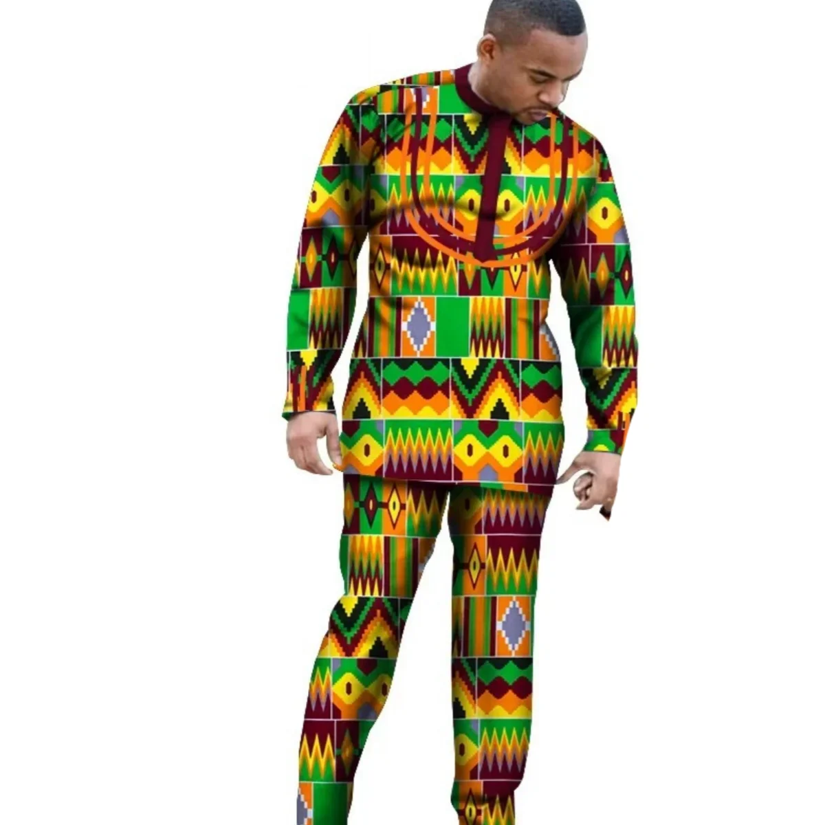 African Parent-child Clothing Long Sleeve Slim Fits Dashiki Outfits for Father Boys Fashion Men African Clothes Sets Wyq340
