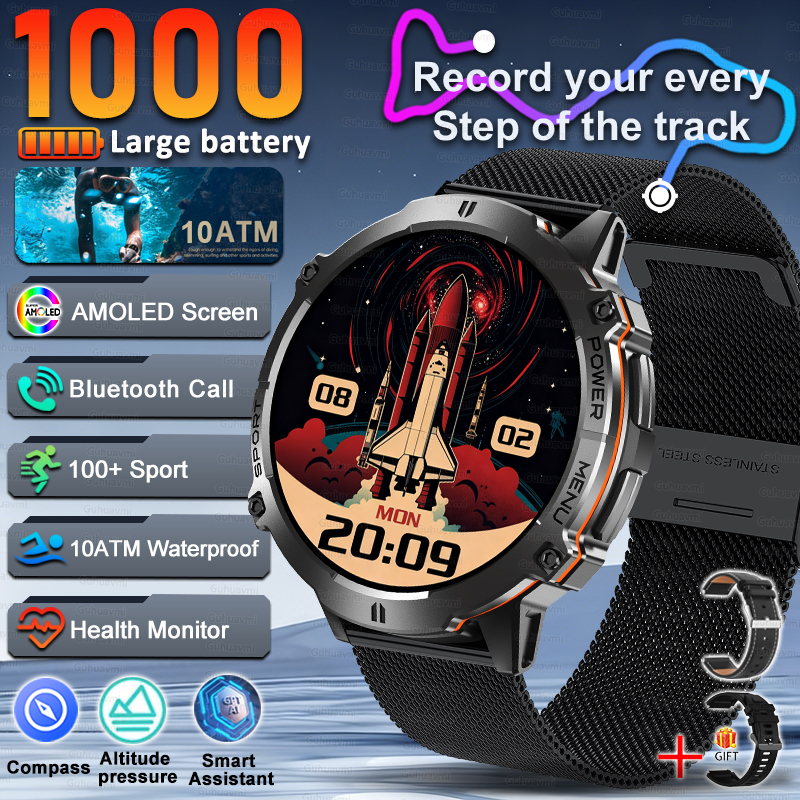 Men Smartwatch High End Sports Watches 1000mAh Large Battery Waterproof Durable AI Custom dial  TREX3  Smart Watch For Men women
