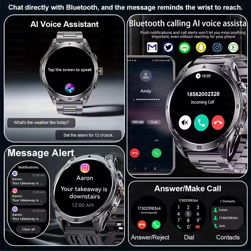 2025 New Outdoors Military GPS Sports Smart Watch Men Built-in Dual-Band GNSS Compass Altimeter 10ATM Bluetooth call Smartwatch