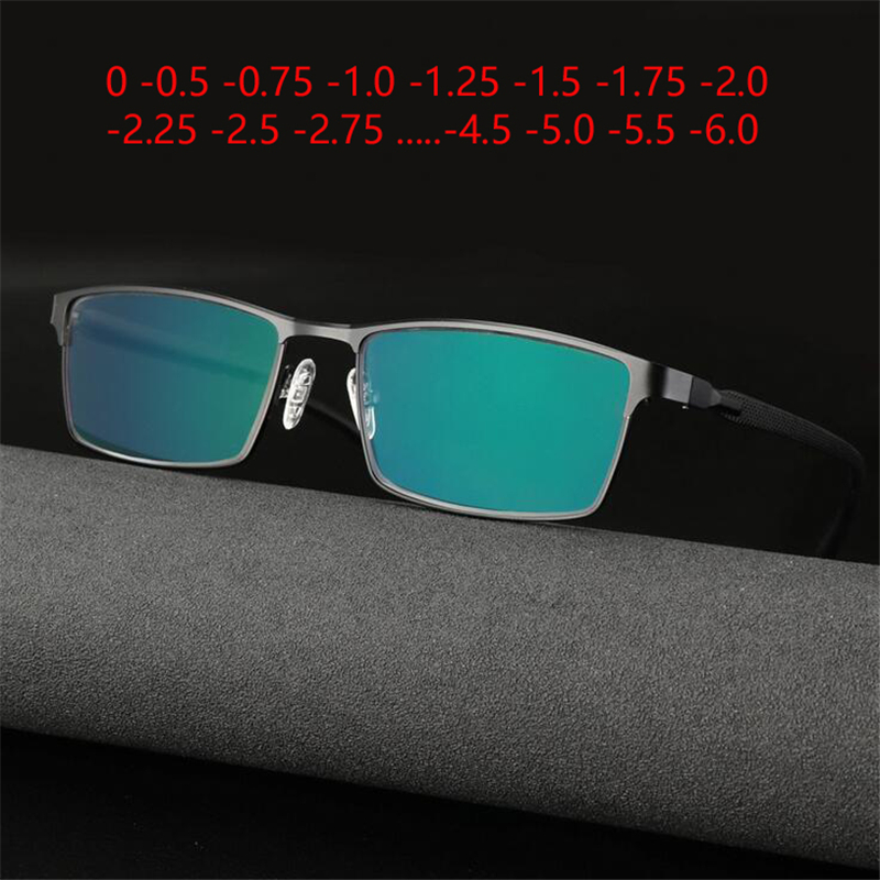0 -0.5 -0.75 To -6.0 Full Frame Photochromism Myopia Glasses Men Metal Square Sun Discoloration Short-sighted Eyeglasses Women