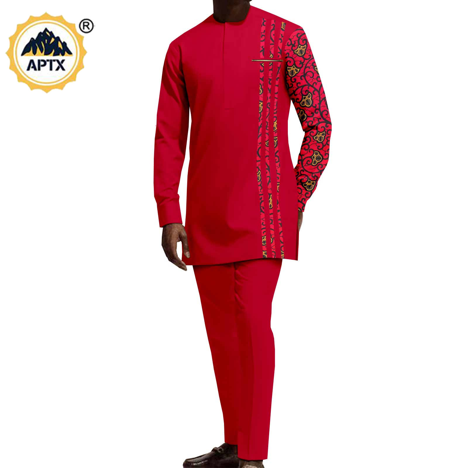 Matching Couple Outfits Men Shirts and Pants Sets Dashiki African Dresses for Women Top and Split Skirts for Wedding Y23C006