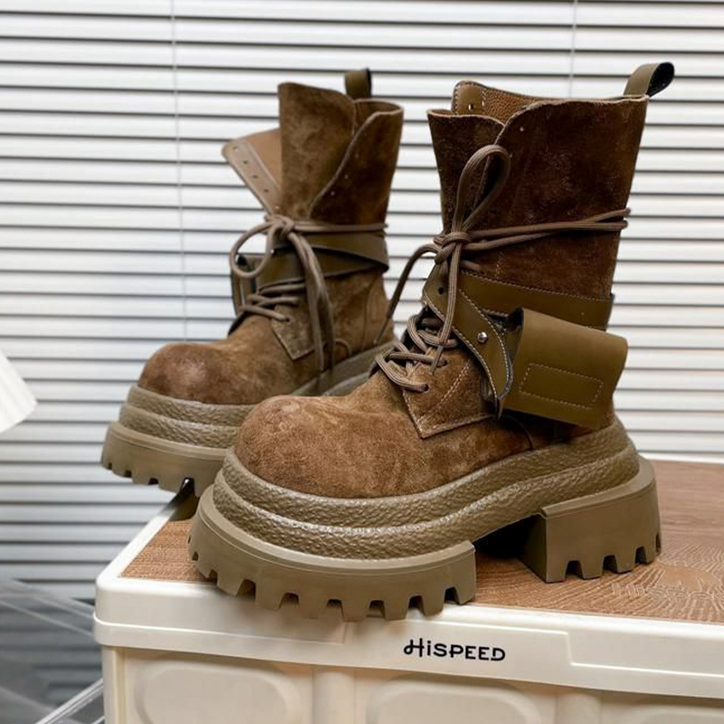 Women's Boots Flats Platform Designer Shoes Suede Fashion Dress Woman'ankle Boots Winter 2025 New Sport Mujer Motorcycle Boots