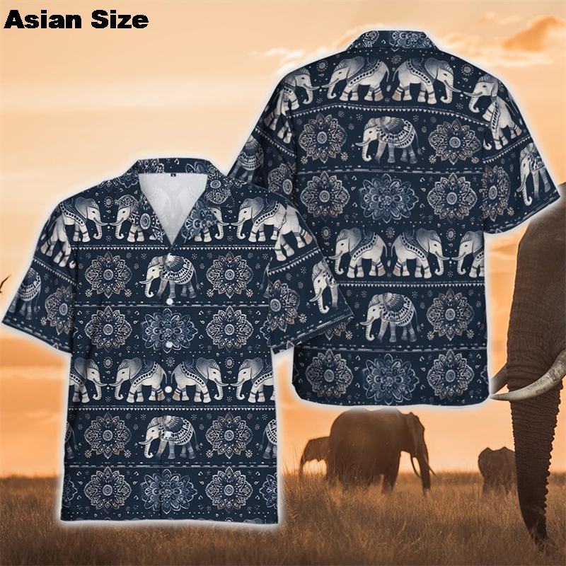 Men's Shirts Thai Elephant Casual 3D Printed Hawaii Shirt Man 2025 Summer Fashion Shirt For Man Daily Short Sleeves Men Clothing