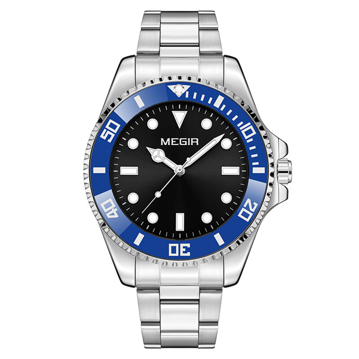 MEGIR Business Watch for Men with Quartz Movement Date Calendar Minimalist Stainless Steel Strap Wristwatch with Luminous Hands