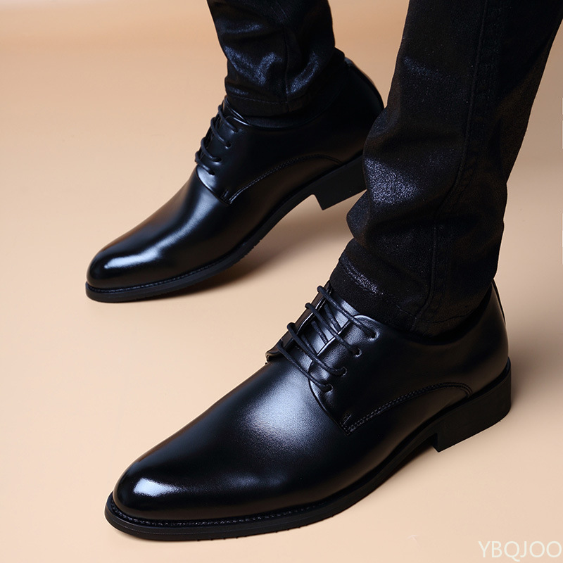 Spring summer pointed inner height increasing leather shoes for business casual and formal wear simple high-end men's shoes