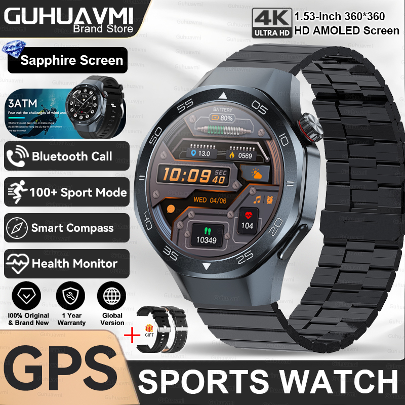 2025 New Watch 5 Pro High-end GPS Smartwatches Sapphire Glass Screen Build-in GPS Compass Men 3ATM Waterproof Sports Smart Watch