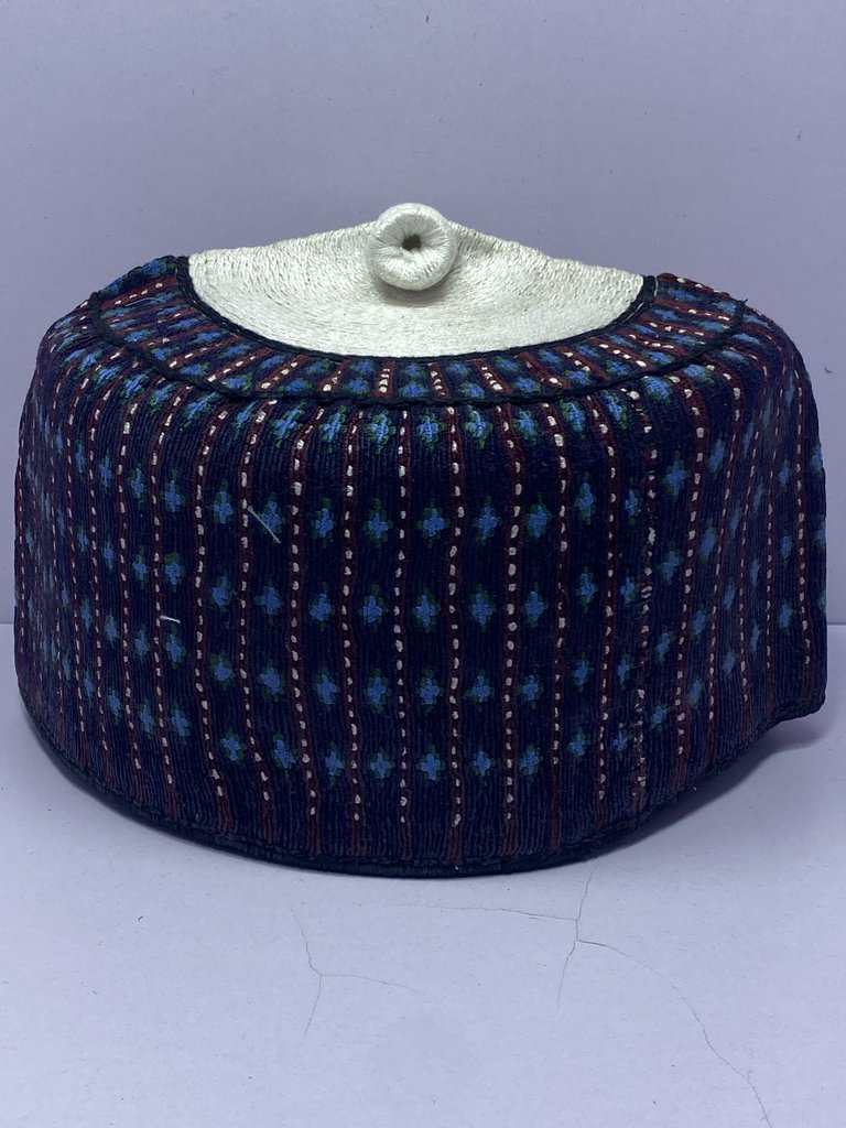 Stripped Maiduguri – Hausa/Fulani Cap, Kufi, Handwoven Cap, Zawa