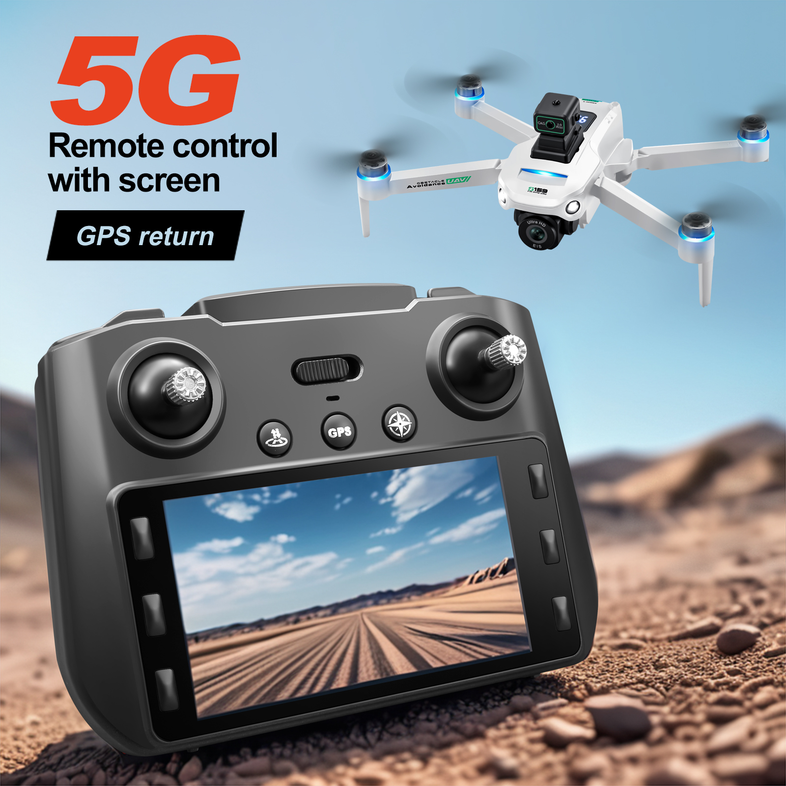 2025 New S159 Drone Professional 8k Camera Four-Axis Aerial Photography with Screen Remote Control 5G WIFI GPS FPV Dron RC 5000M