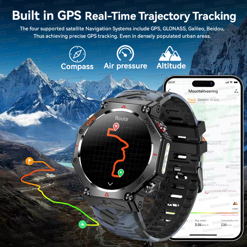 2025 NEW T-Rex 3  Outdoor Military Smart Watch 10ATM Waterproof Bulit-in GPS Compass Altimeter Barometric HD Call Smartwatch Men