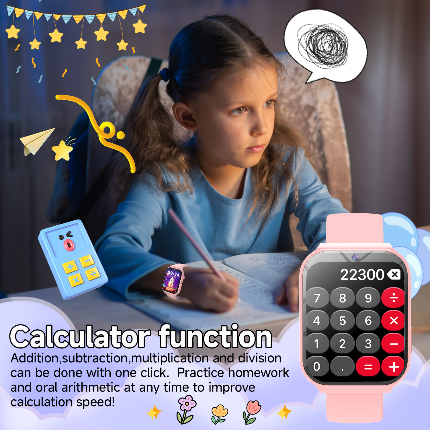 2025 New Smartwatch For Kids HD Camera Flashlight Study Partners Multi Games Calculator Children's Day Birthday Gift Boys Girls