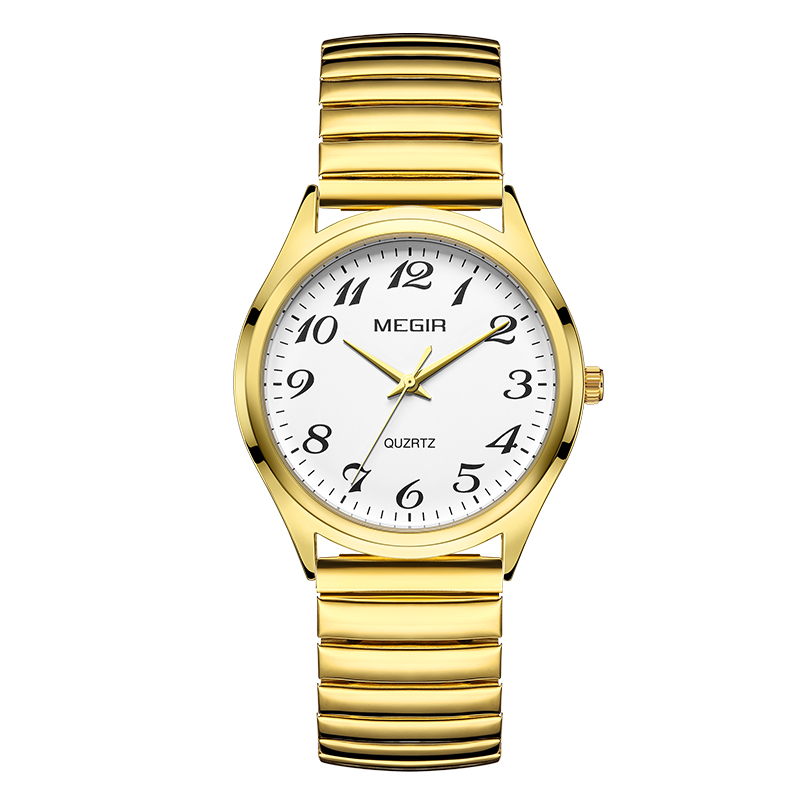 MEGIR Luxury Couple Watch for Men Women High Quality Quartz Watches Stainless Steel Waterproof Wristwatches Valentine's Day Gift