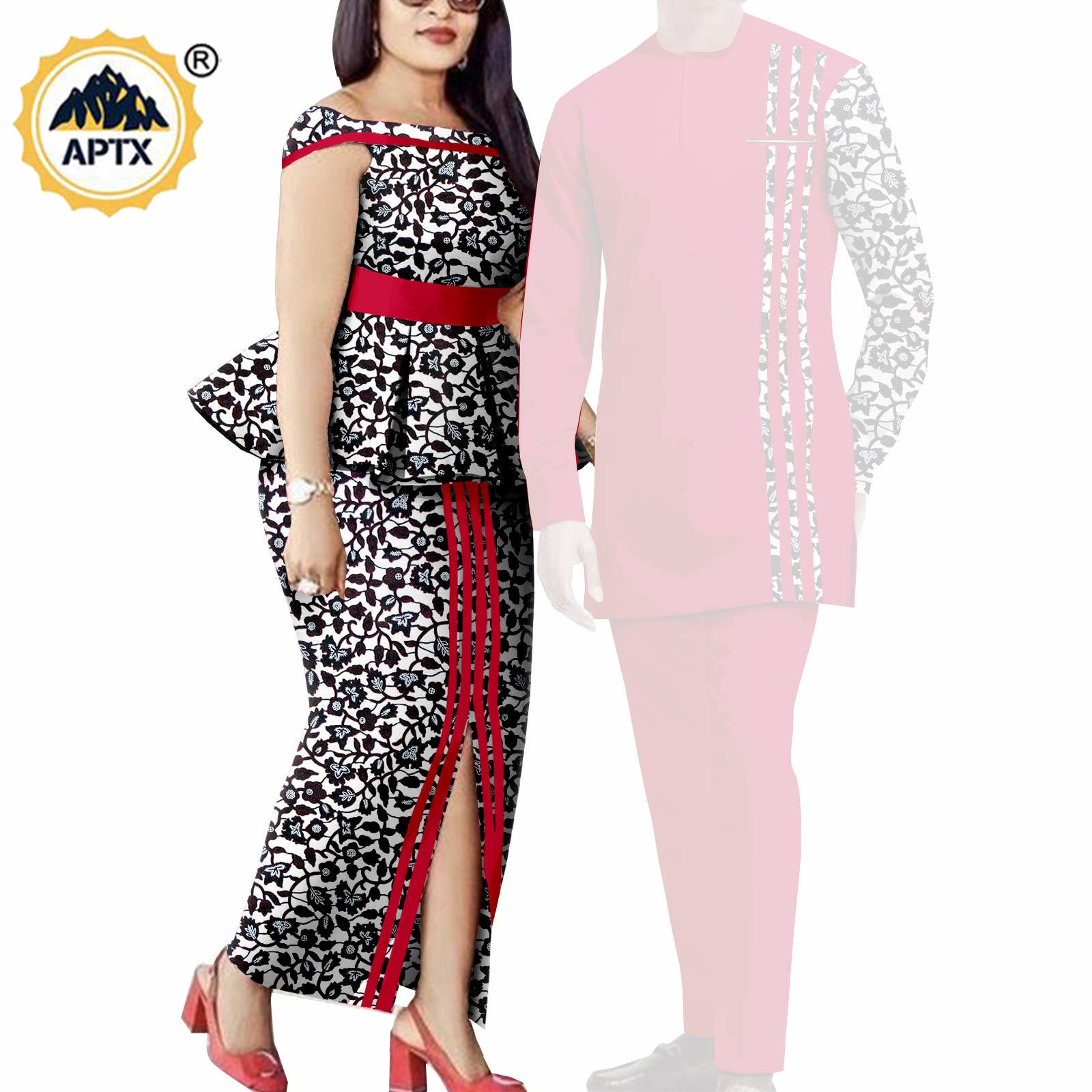 Matching Couple Outfits Men Shirts and Pants Sets Dashiki African Dresses for Women Top and Split Skirts for Wedding Y23C006