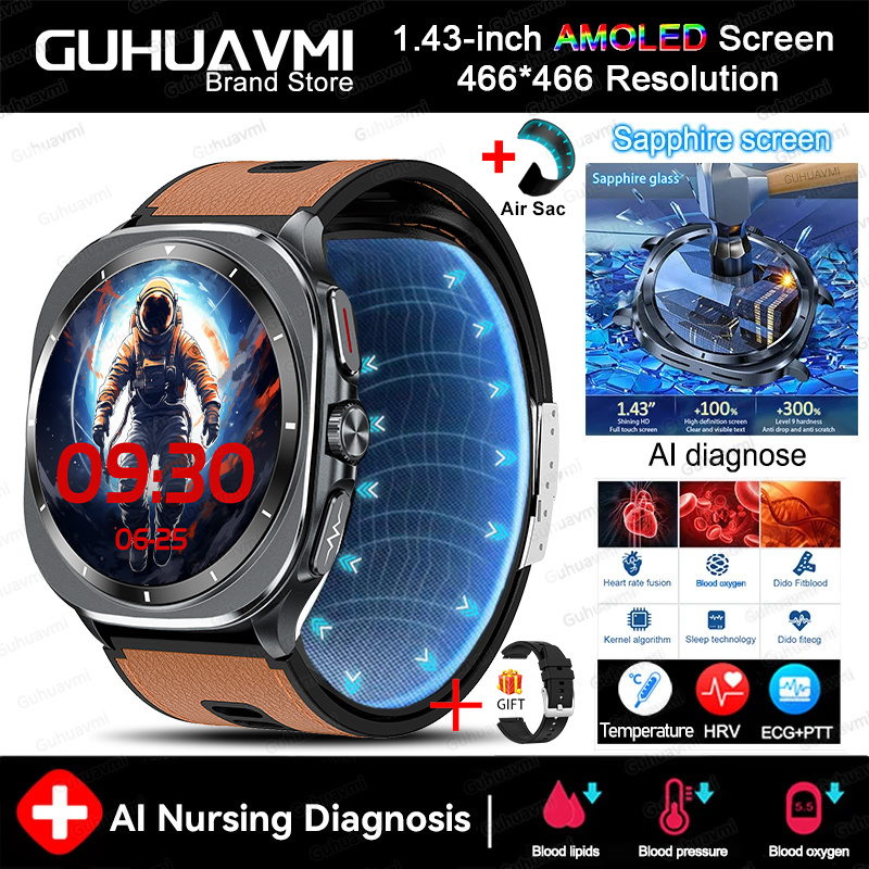 Airbag measurement Smart Watch Men ECG Air Pump Blood Pressure Blood Oxygen BT Call NFC SmartWatch For Man Android iOS upgrade
