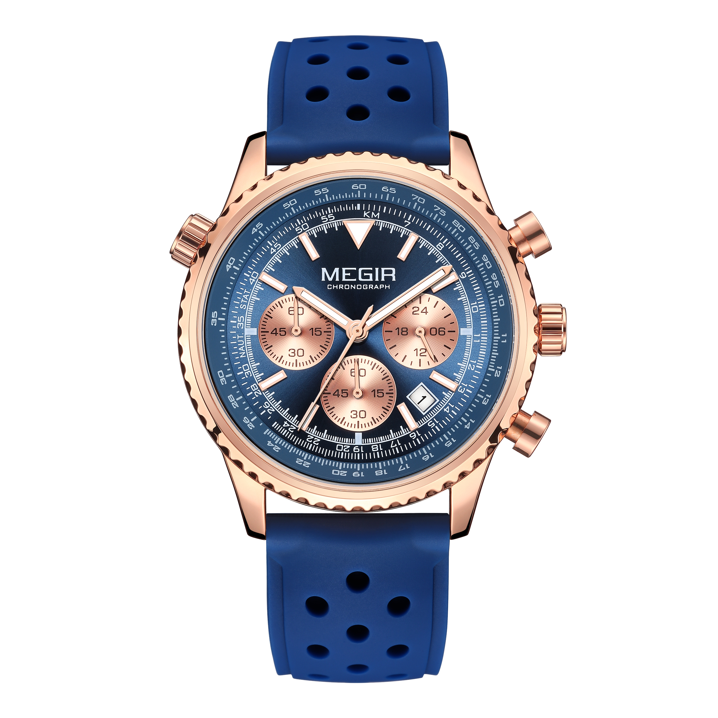 MEGIR Men's Sports Watches Top Brand Luxury Waterproof Silicone Quartz Chronograph Luminous Men Wristwatch Clock Reloj Hombre