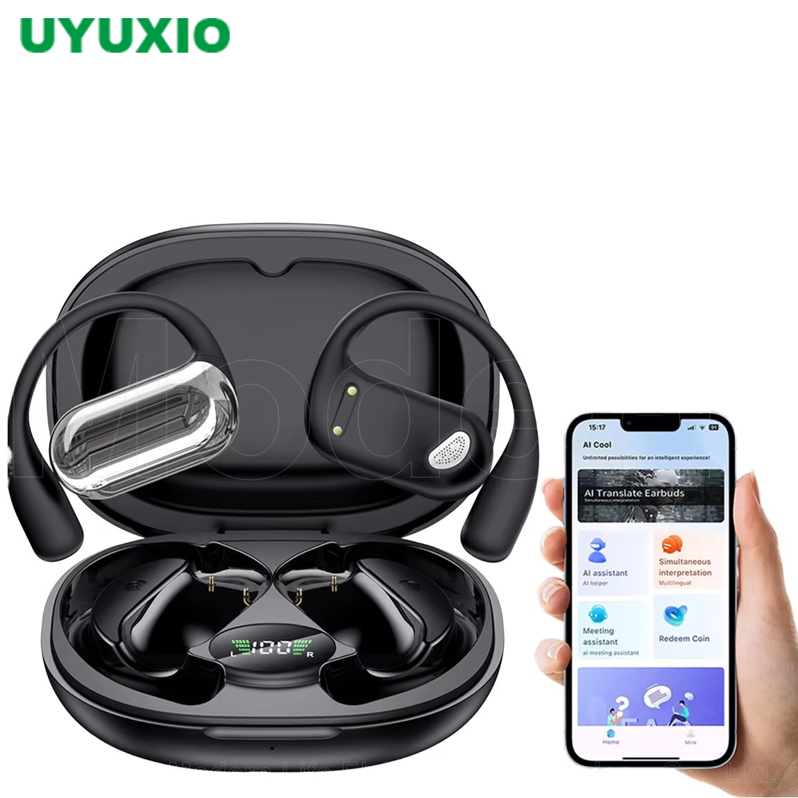UYUXIO Real Time Translator Headphones AI Language Translation Earbuds 144 Languages & Accents 3 in 1 OWS Ear Buds for Business