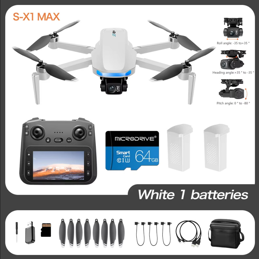 S-X1 New Drone with Screen 3-Axis Anti-shake Gimbal 4K Aerial Brushless Drones RC Quadcopter 5G GPS 8K HD Cameras EIS Mini Dron