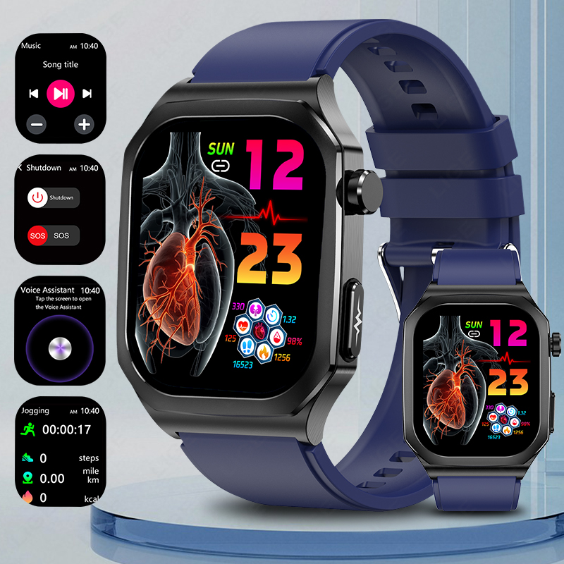 LIGE Smart Watch Men ECG 2.04inch AMOLED Heart Rate Blood Uric Acid Women's Health Monitoring Waterproof Fitness Smartwatch 2025