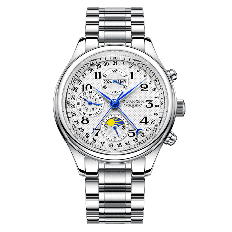GUANQIN Men's Watches Automatic Mechanical Watches Swiss Quality Business Fashionable Multi-functional Waterproof Wristwatches