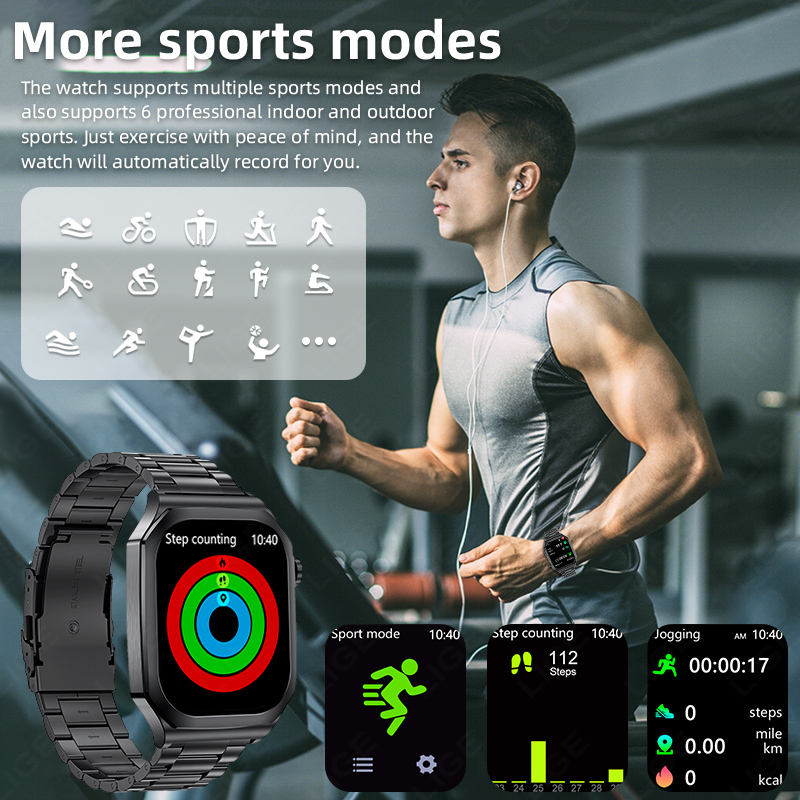 LIGE Smart Watch Men ECG 2.04inch AMOLED Heart Rate Blood Uric Acid Women's Health Monitoring Waterproof Fitness Smartwatch 2025