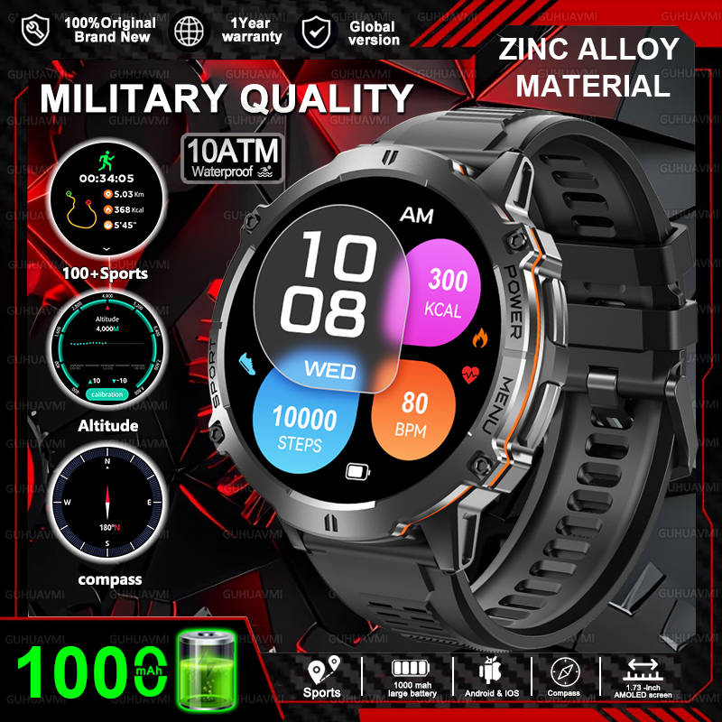 2025New T-Rex 3 GPS SmartWatch 1000mAh Battery AMOLED HD Men 10ATM&IP69K Waterproof Outdoor Fitness Military Call smart bracelet