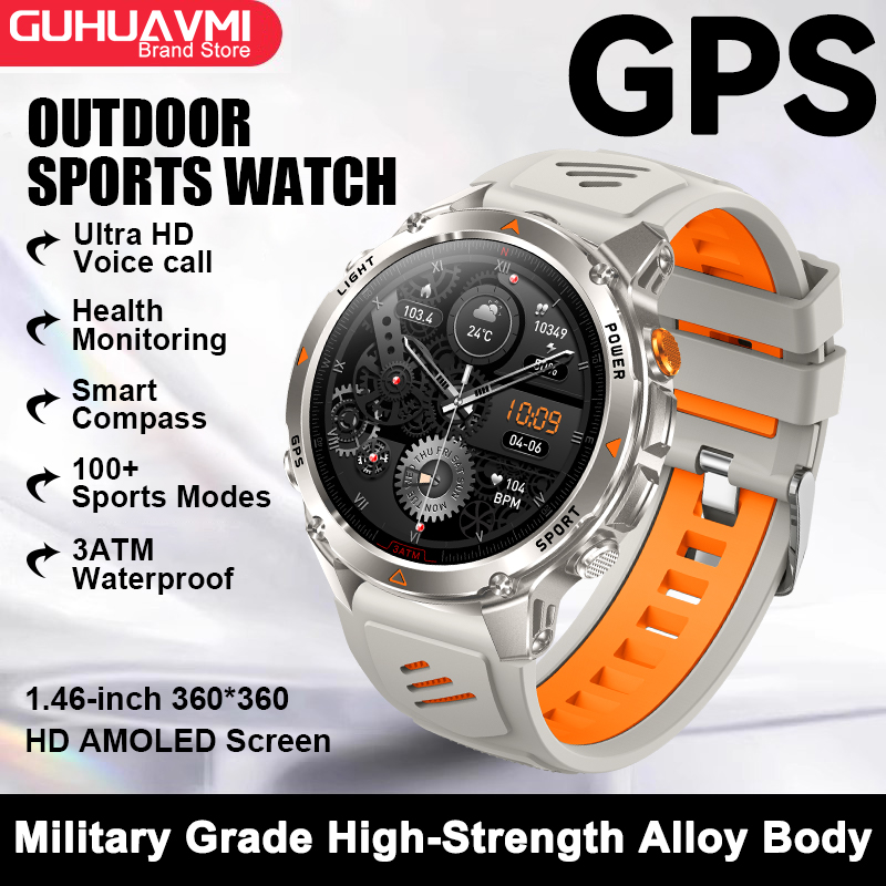 2025 New Military Bluetooth Call Smart Watch Built-in GPS Compass Barometric Altimeter 10ATM Waterproof Sports Smartwatches Men