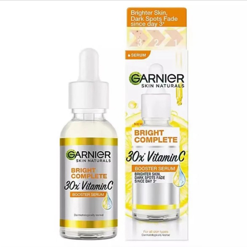Garnier Bright Complete 30x Vitamin C Niacinamide Booster Serum Whitening Skin Tone Essence Fade Acne Mark Beauty Products 30ml